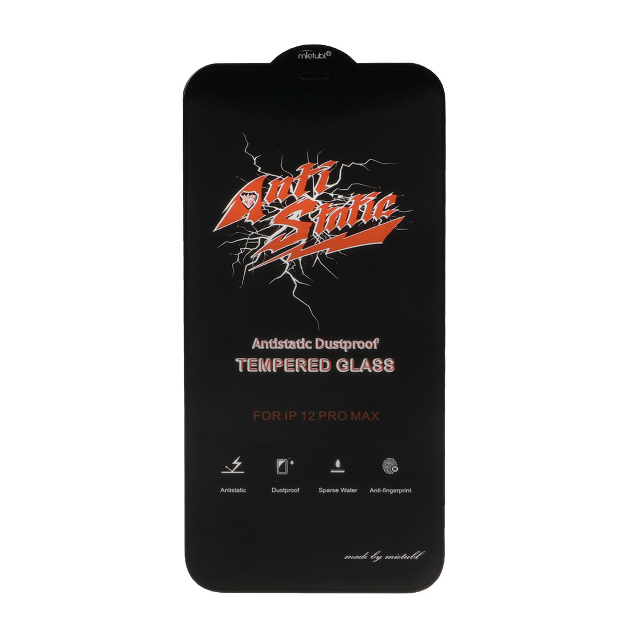 محافظ صفحه نمایش شیشه ای Apple iPhone 12 pro max - Full Cover Anti Static Mietubl (بدون پک) - مشکی
